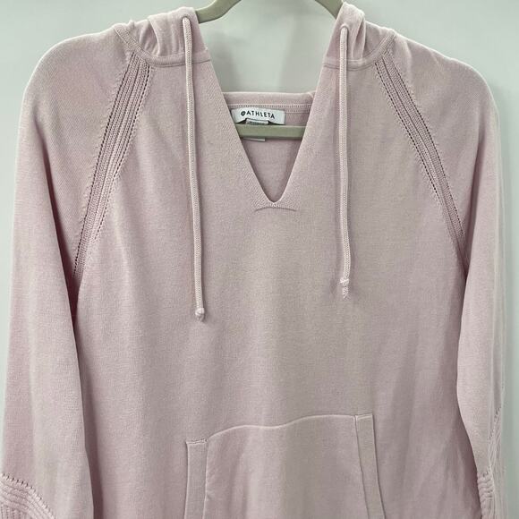 Athleta S Evergreen Sweater Hoodie Hydrangea Pink 531705 - Picture 7 of 12